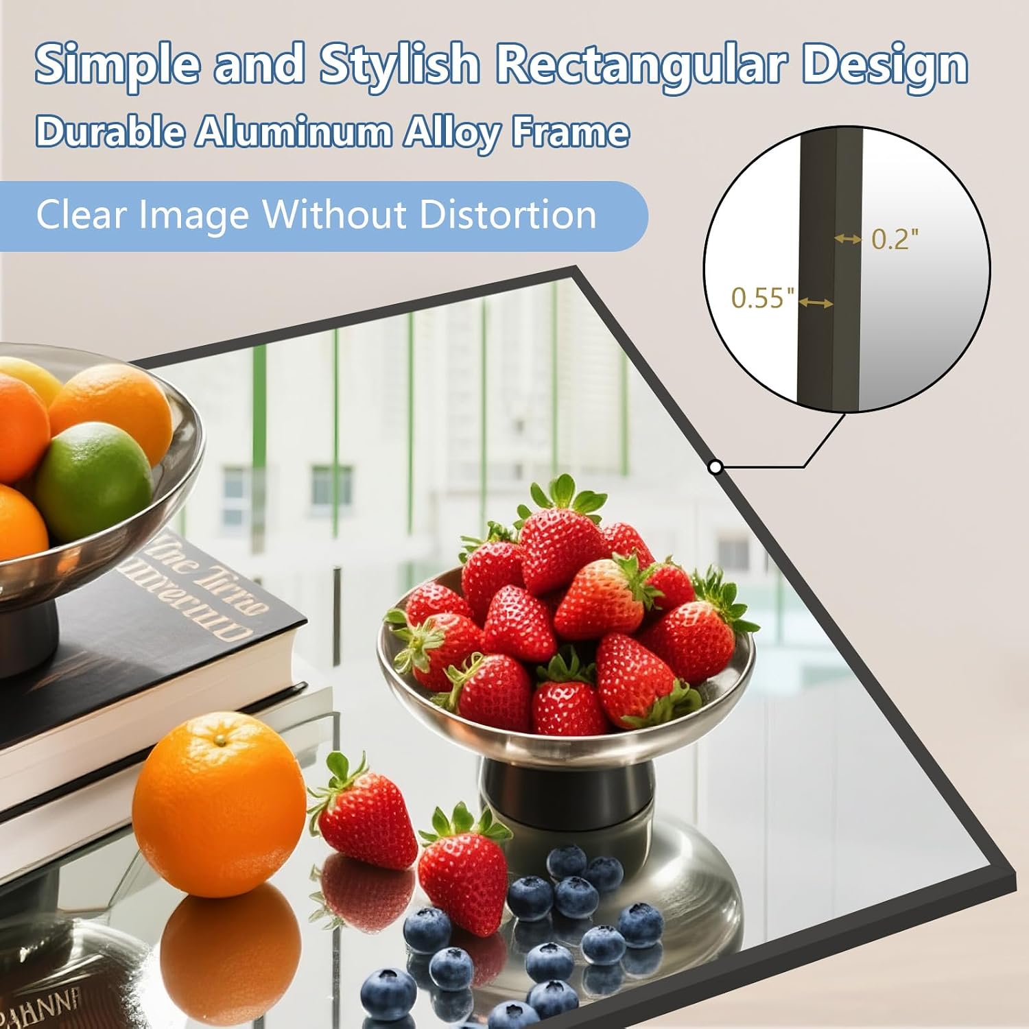 Large Mirror Full Length 72"X44", Oversized Floor Mirror With Stand, Black Free Standing Mirror Full Length For Gym Bedroom Living Room, Hanging Or Wall Mounted, Shatterproof Tempered Glass