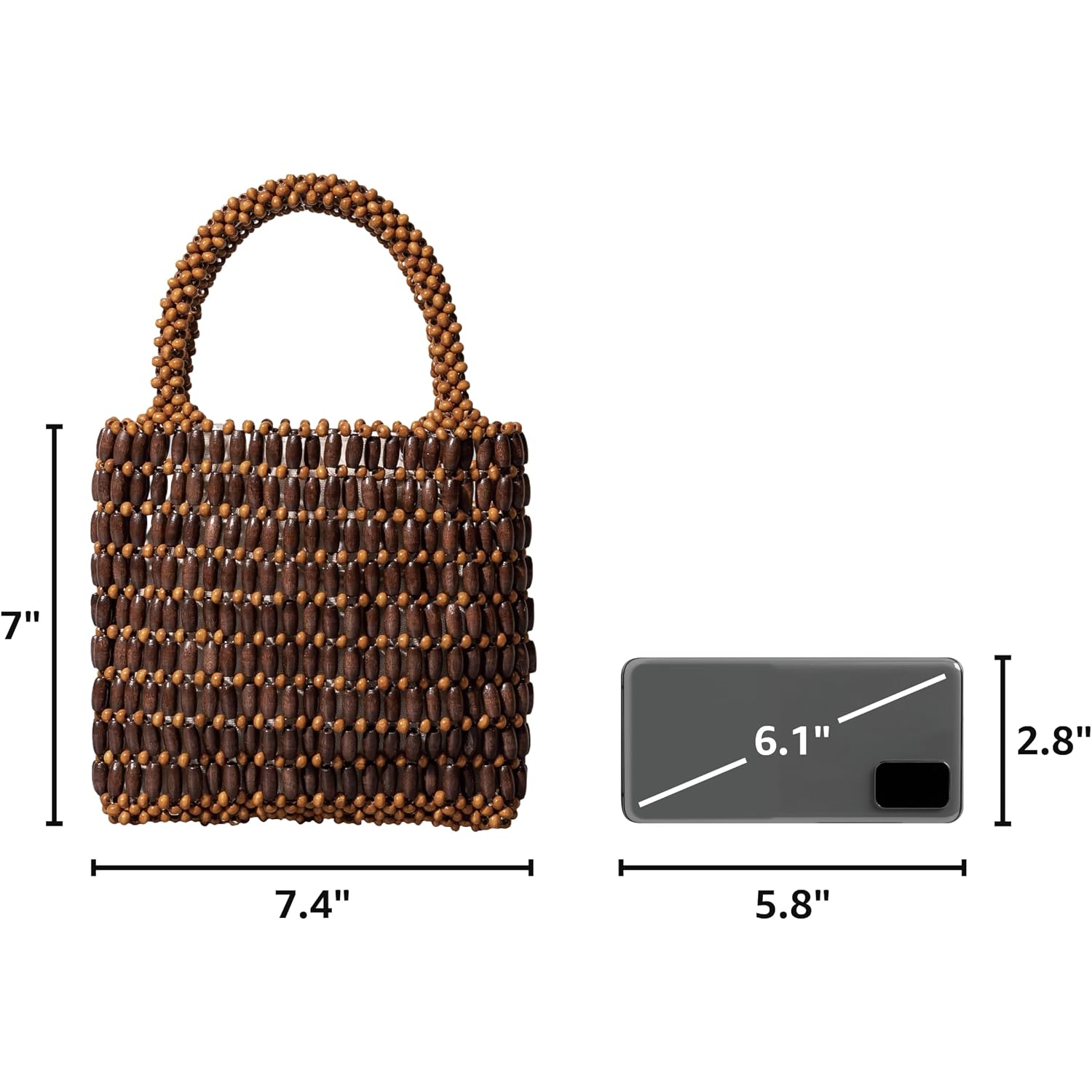 Small Tote Bag Wooden Bead Bag Woven Handbag Clutch Purses For Women