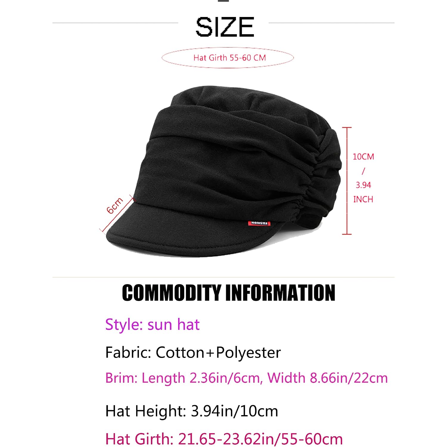 Fashion Hat Cap with Brim Visor for Woman Ladies, Best for Daily Use Dark Blue