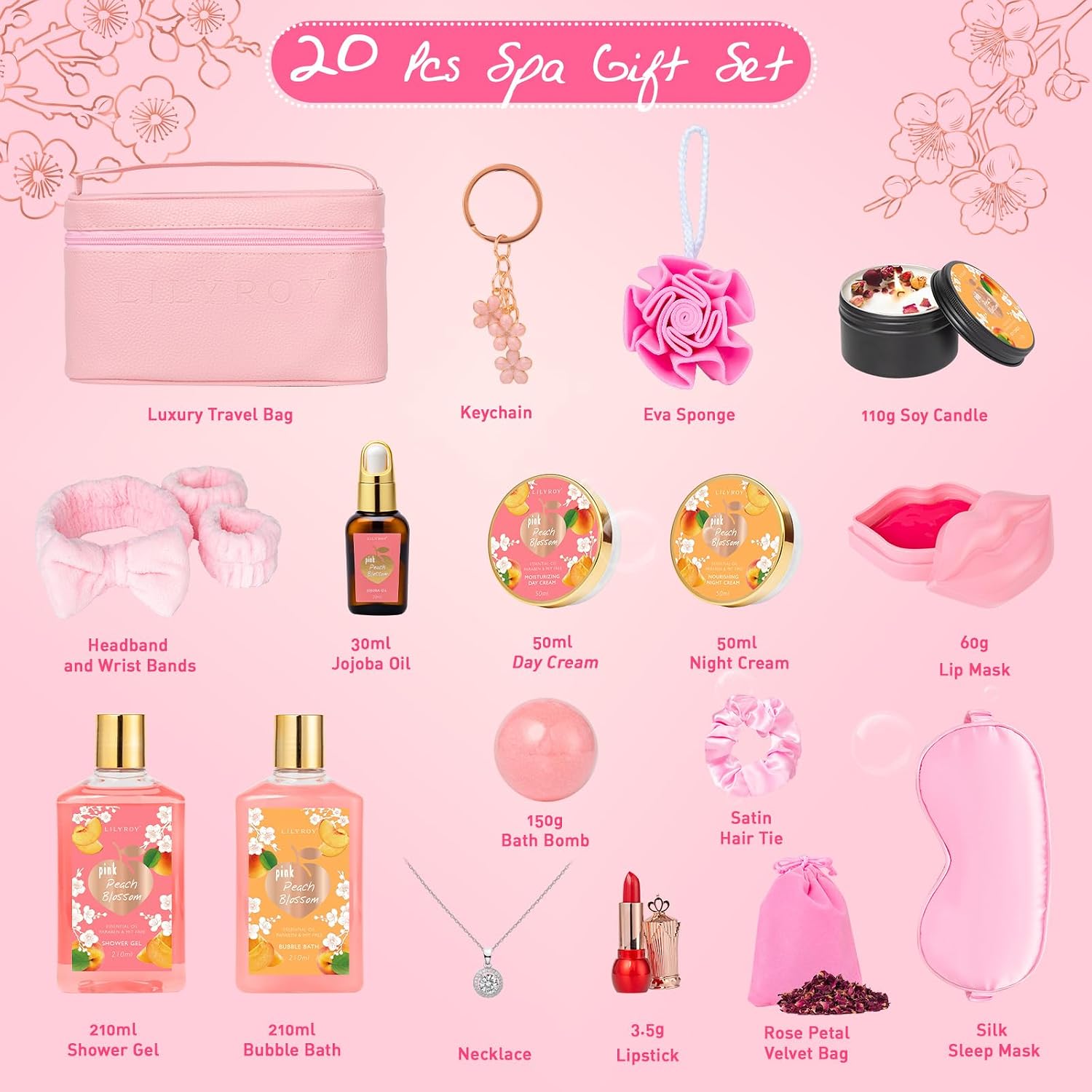 Gifts For Women, Birthday Gifts, Bath Sets For Women Gift - 20Piece Bath And Body Gift Spa Set For Woman, Spa Gift Sets | Spa Kit, Valentines Day, Christmas, Mothers Day Present For Her