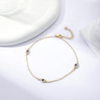Rotnso Anklets for Women 14K Gold Silver Plated Ankle Bracelets Trendy Waterproof Boho Anklets Set Adjustable Dainty Cute Diamond Beaded Heart Non Tarnish Summer Beach Jewelry Gift