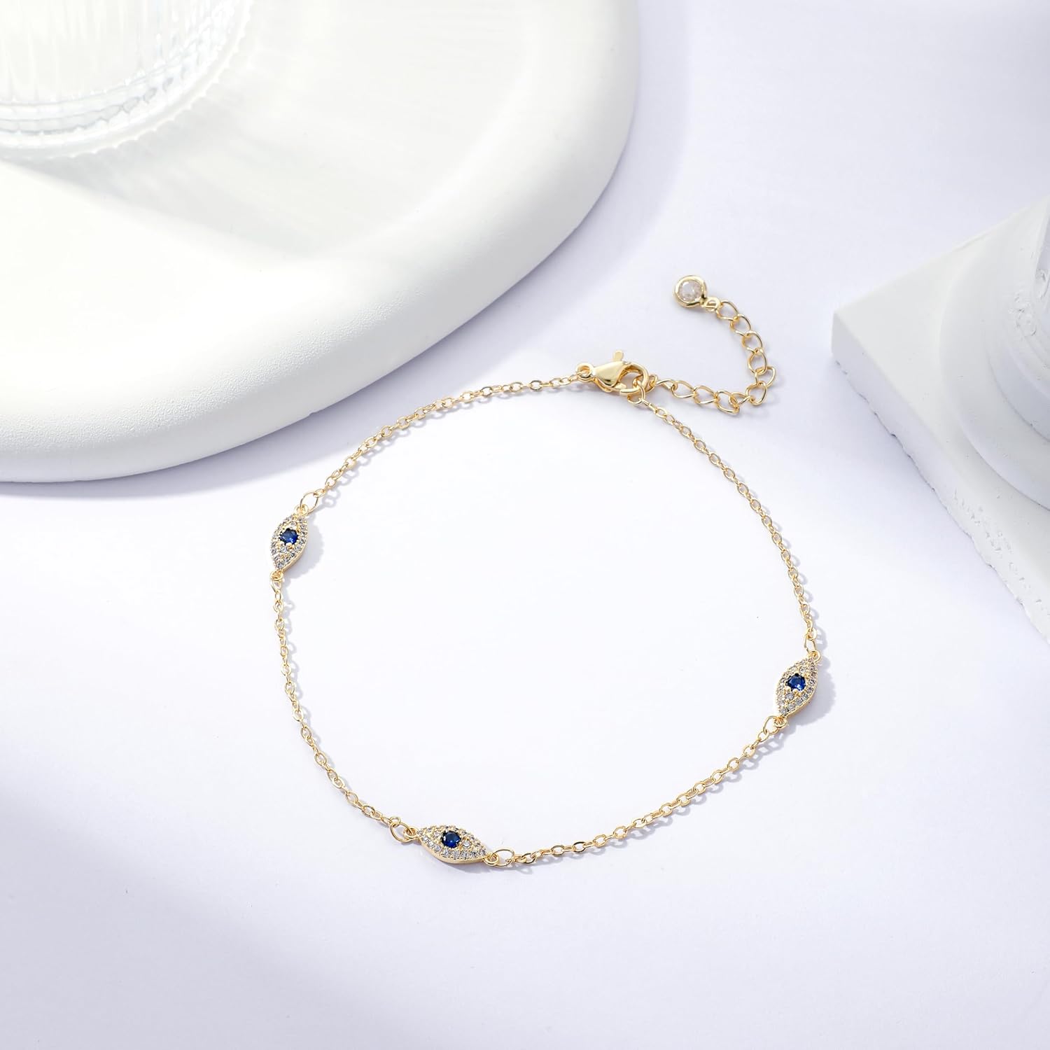 Rotnso Anklets for Women 14K Gold Silver Plated Ankle Bracelets Trendy Waterproof Boho Anklets Set Adjustable Dainty Cute Diamond Beaded Heart Non Tarnish Summer Beach Jewelry Gift