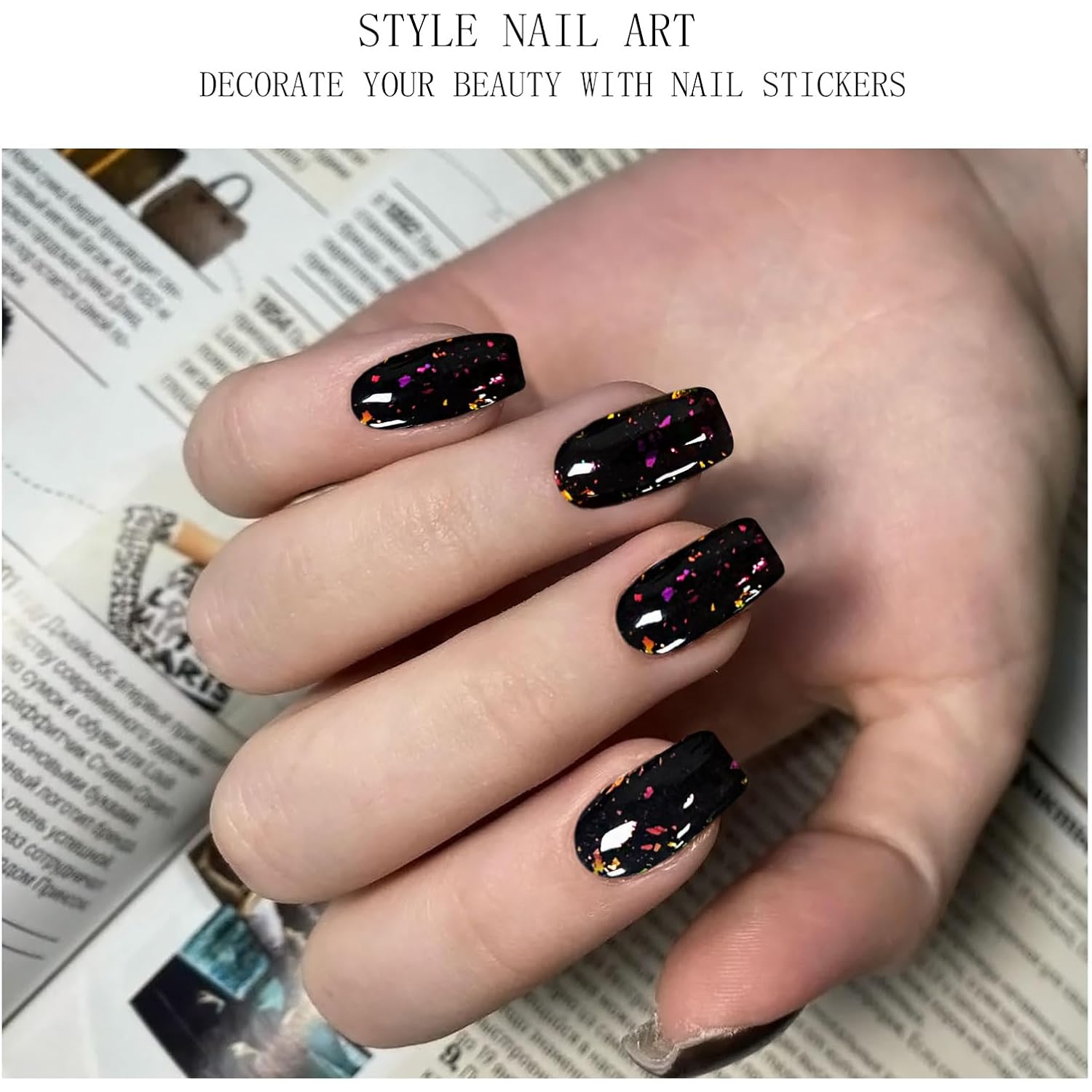 JMEOWIO Gel Nail Stickers Purple Red Black Semi Cured Gel Nail Strips Wraps UV/LED Nails Art Design Decoration Accessories