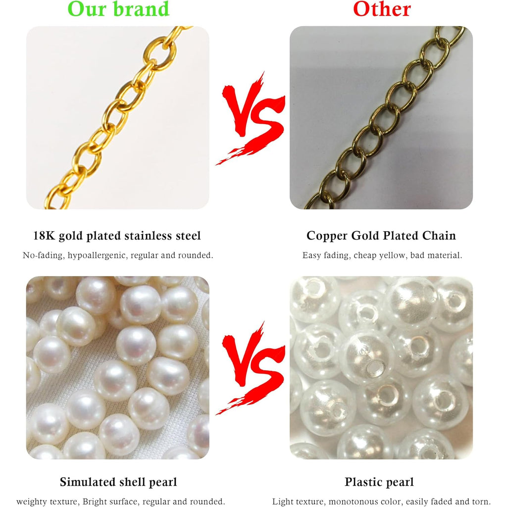 Trinckle Pearl Necklaces for Women, Gold Pearl Choker Single Pendant Necklace Layered Daisy Jewelry for Mothers Day Graduation, Prom Wedding Strands for Bride Bridesmaids as Beach Summer Accessories