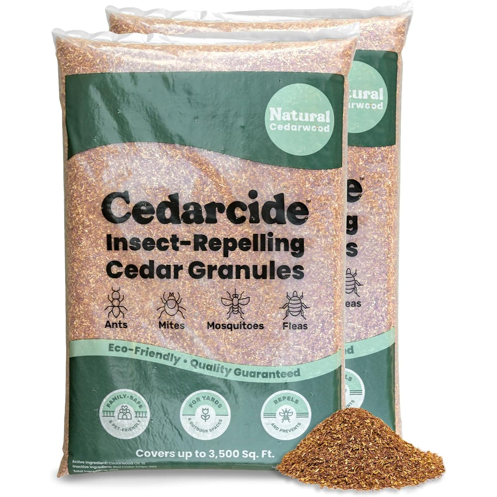 Cedarcide Lawn, Home & Garden Cedar Granules | Repels Fleas, Ants, Spiders & Mosquitoes | Smells Great, Easy To Use | Family & Pet Safe | 2 Bags (16 Lbs)