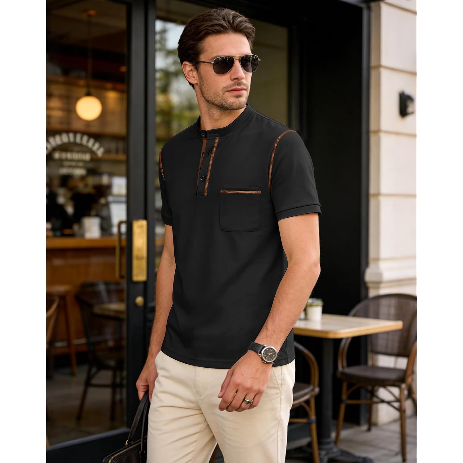 Men'S Henley Shirt Short Sleeve T-Shirt Casual Top Pullover Summer Lightweight Tee Shirts With Button