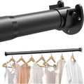 Closet Rods For Hanging Clothes, 17 To 84 Inches Stepless Adjustable Metal Closet Rod, 1.3 Inches Heavy Duty Clothes Hanging Rod For Closet Wardrobes Laundry Rv, Black