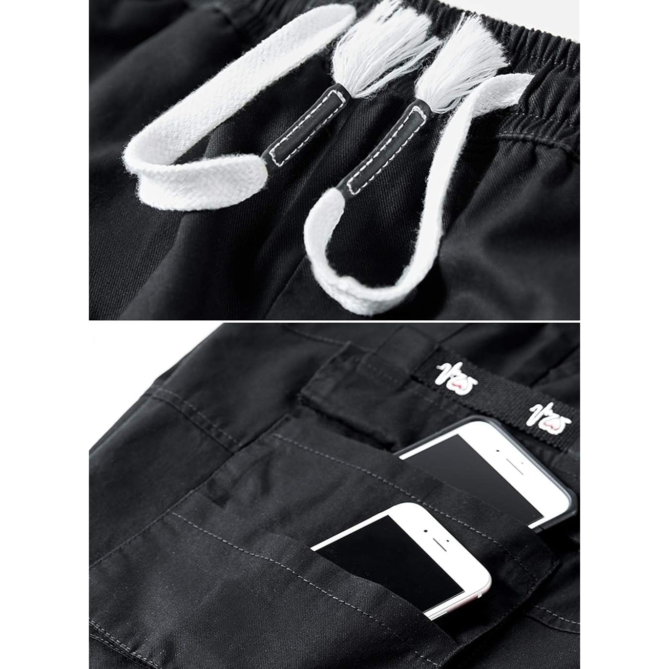 Women's Casual Cotton Elastic Waist Drawstring Loose Fit Outdoor Multi-Pockets Cargo Shorts