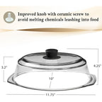 Le’Raze Tall Glass Microwave Splatter Cover For Food - Cookware & Bakeware Serving Dish Cover, Plate Guard Lid With Easy Grip Silicone Handle Knob - 100% Food Grade Bpa Free & Dishwasher Safe - 10In