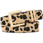 SANSTHS Women's Leather Belt for Jeans Pants Dresses Fashion Ladies Belt Square Gold/Silver Buckle Waist Belt for Women