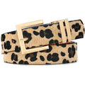 SANSTHS Women's Leather Belt for Jeans Pants Dresses Fashion Ladies Belt Square Gold/Silver Buckle Waist Belt for Women