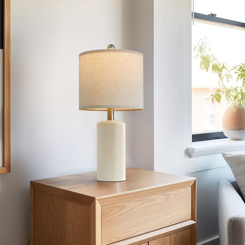 20.25'' Ceramic Table Lamps Set Of 2 Small Farmhouse Bedside Lamp Creamy White Modern Nightstand End Table Lamps For Living Room Bedroom Study Office