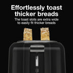 Proctor Silex 2-Slice Toaster with Extra Wide Slots for Bagels, Cool-Touch Walls, Shade Selector, Toast Boost, Auto Shut-off and Cancel Button, Black (22305)