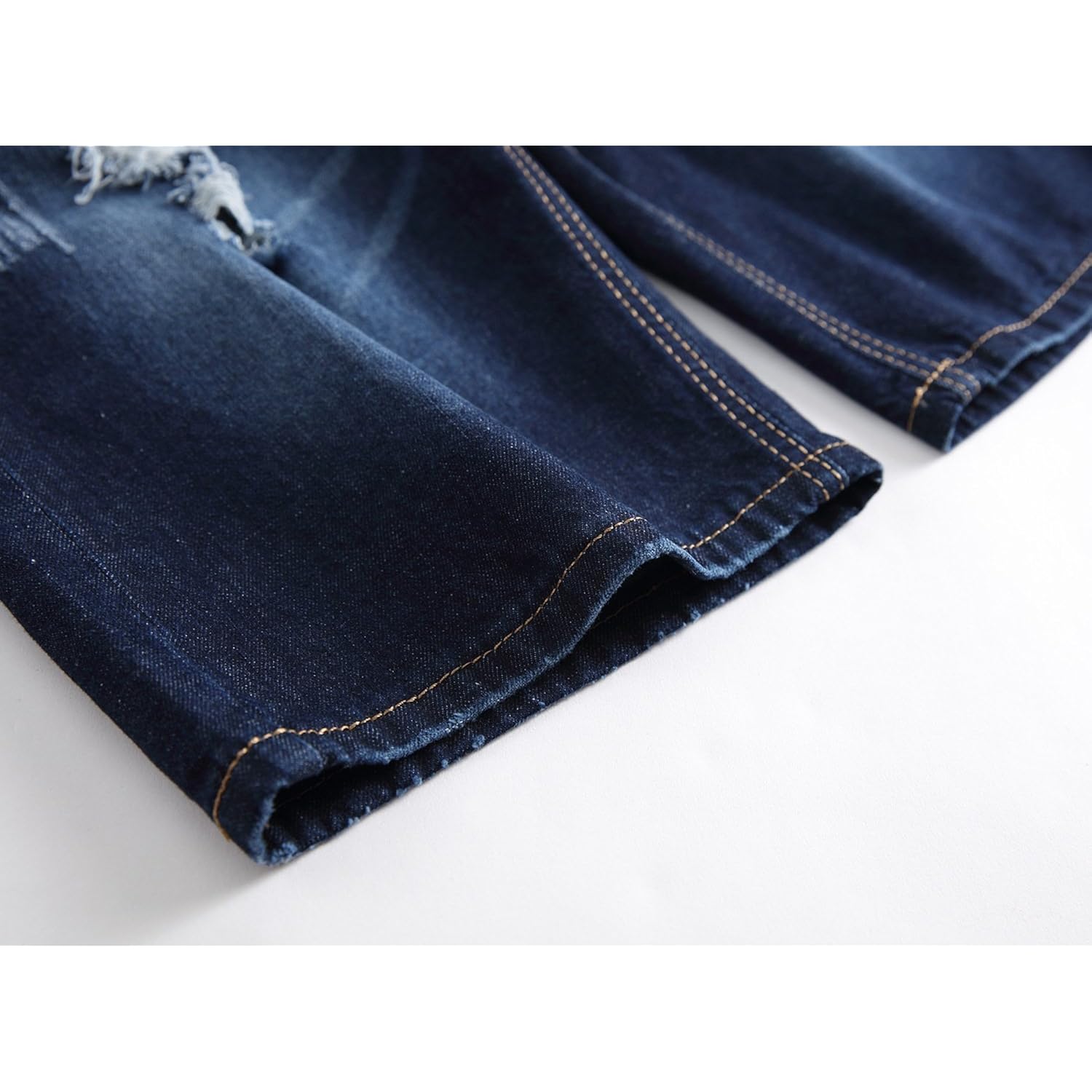 Men'S Casual Ripped Denim Shorts Stylish Distressed Straight Leg Jeans Shorts