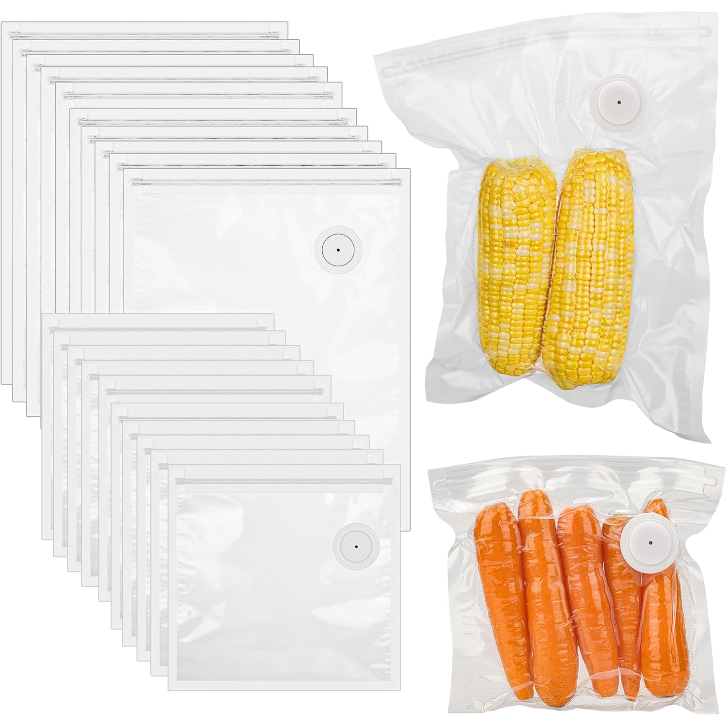 40Pcs Vacuum Sealer Bags For Food With Air Valve, Reusable Sous Vide Bags (20 Large+20 Small)