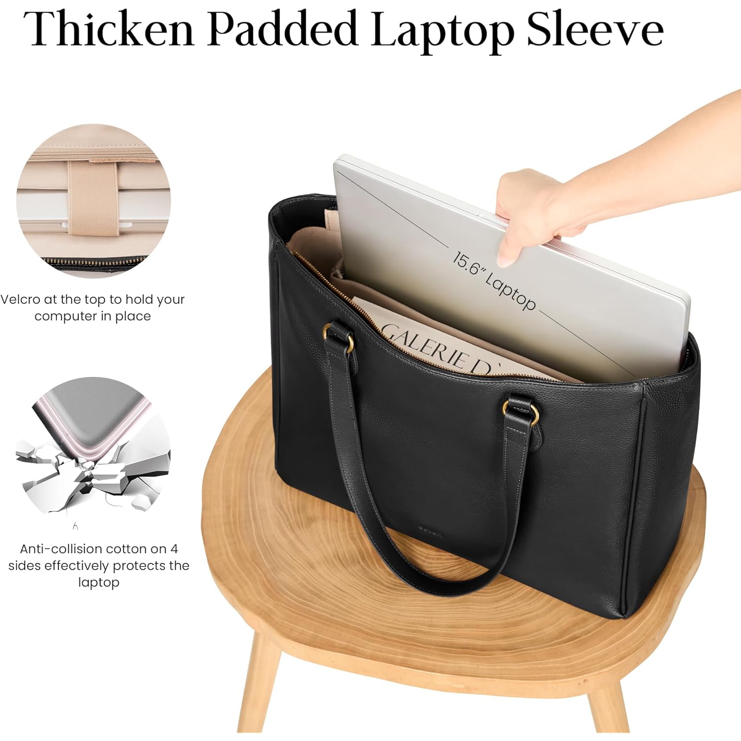 befen Genuine Leather Tote Bag for Women Work, Womens Laptop Purse Bags Shoulder Satchel Handbags with 15.6" Compartment