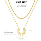 CHESKY Layered Necklaces for Women Trendy, Dainty 14k Gold Plated Pendant Necklace Layering Necklace for Women Non Tarnish Hypoallergenic Sun Gold Necklace Stack Gold Jewelry for Women Gifts