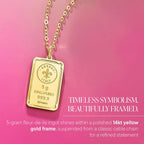 Ross-Simons Italian 24kt Yellow Gold Fleur-De-Lis Five-Gram Ingot Pendant Necklace with 14kt Gold Frame, Jewelry, Christmas, Birthday Gift