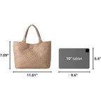 Woven Shoulder Bag For Women, Fashion Top Handle Soft Vegan Leather Shopper