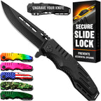 Safety Lock Pocket Knife - 3.4-Inch Sharp Blade - Folding Tactical With Aluminum Handle - Ideal Tool For Edc Camping Hunting Survival Hiking - Food Processing Knives - Birthday Gifts For Men 6681