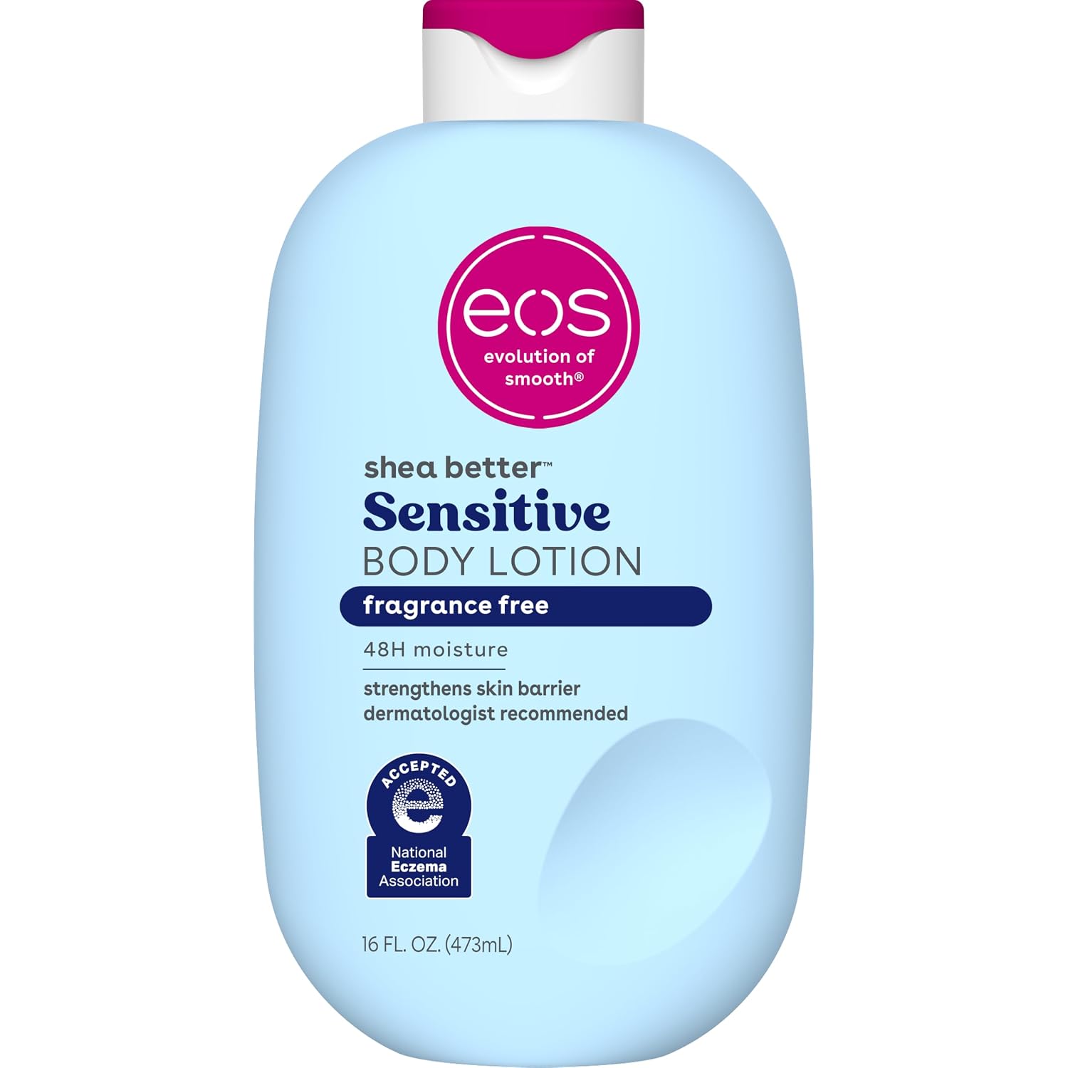 Eos Shea Better Sensitive Skin Body Lotion - Fragrance-Free, 48-Hour Moisture Eczema Cream & Dry Skin Relief, Vegan, 16 Fl Oz (Packaging May Vary)