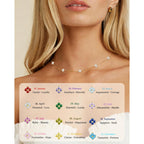 Dainty Clover Birthstone Gold Necklaces for Women Trendy Non Tarnish Layered 14K Gold Plated Station Choker Necklace Cute Flower Friendship Necklace Stack for Wedding Prom Brides Jewelry Gifts