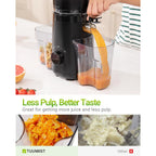 Tuumiist Juicer Machines, Cold Press Juicer With 5.8" Extra Large Feed Chute Fit Whole Fruits & Vegetables Easy To Clean, High Juice Yield, Bpa Free (Black)