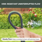 Garden Hose 25Ft, Made Of Tpu(Not Pvc), Ultra-Light & Flexible Water Hose, Non-Shrinking, Easy To Store, Drinking Water Safe Material, All-Weather, Black&Gray