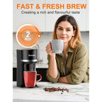 Single Serve Coffee Maker for K-Cup and Grounds, Fast Brew, 6-12 oz Brew Sizes Single Cup Coffee Maker Fits 5.5" Mugs, One-Button Small Coffee Maker, Descaling Reminder,Black,9.45 Inches