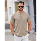 Coofandy Men'S Henley Shirts Short Sleeve Casual Basic Tee Summer Button Henley Soild T Shirts