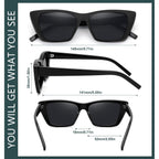 WOWSUN Narrow Small Vintage Polarized Cat Eye Sunglasses for Women Black
