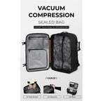 Airvault Vacuum Seal Travel Backpack 60L With Expandable Hyperseal Air Compression Vacuum System Water Resistant Tsa Lock (Vacuum Pump Included, Black, 60L)