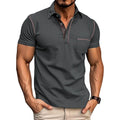 Men'S Fashion Polo Shirts Classic Short Sleeve Lightweight Button Cotton T-Shirt Casual Golf Tee Tops With Pocket