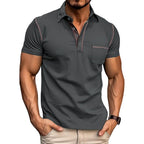 Men'S Fashion Polo Shirts Classic Short Sleeve Lightweight Button Cotton T-Shirt Casual Golf Tee Tops With Pocket