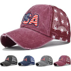【4 Colors】 Baseball Caps Fourth of July Hat 4th of July Outfits for Women USA Hats 4th of July Accessories for Women 4-red