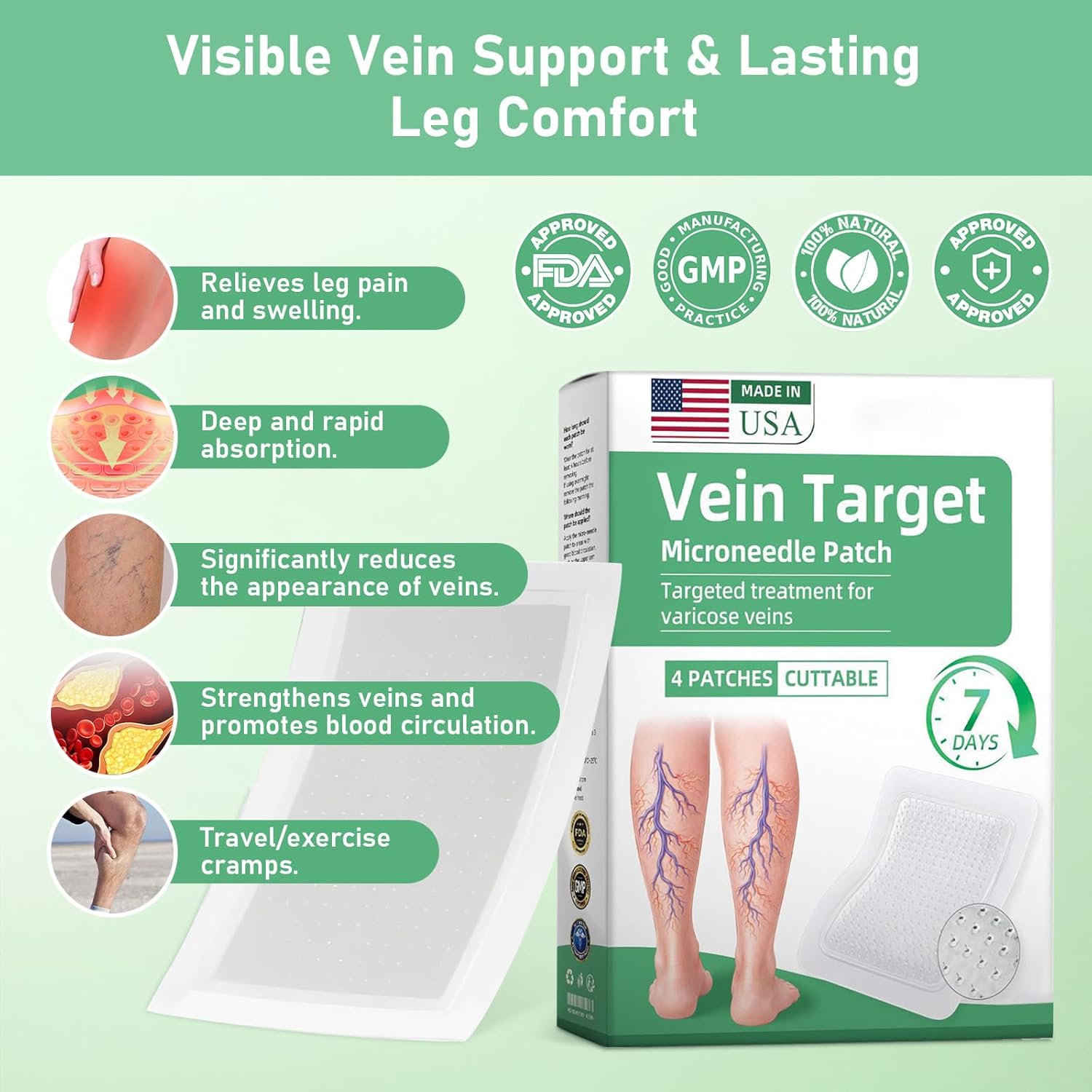 Healrize VeinTarget Microdarts Patch, Vein Target Microdarts Patch, Relieves Leg Discomfort, Moisturizes and Smooths Skin(3 Boxes)