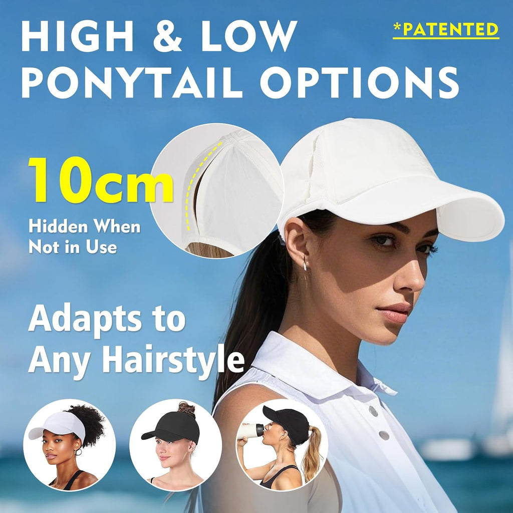 TOP-EX Cooling UV 50 High Ponytail Baseball Cap for Women Quick Dry Sports | Advanced tech sweat-absorbing band; breathable running fit; 2.4oz ultra-light; packable; water-resistant; eco recycled. Grey