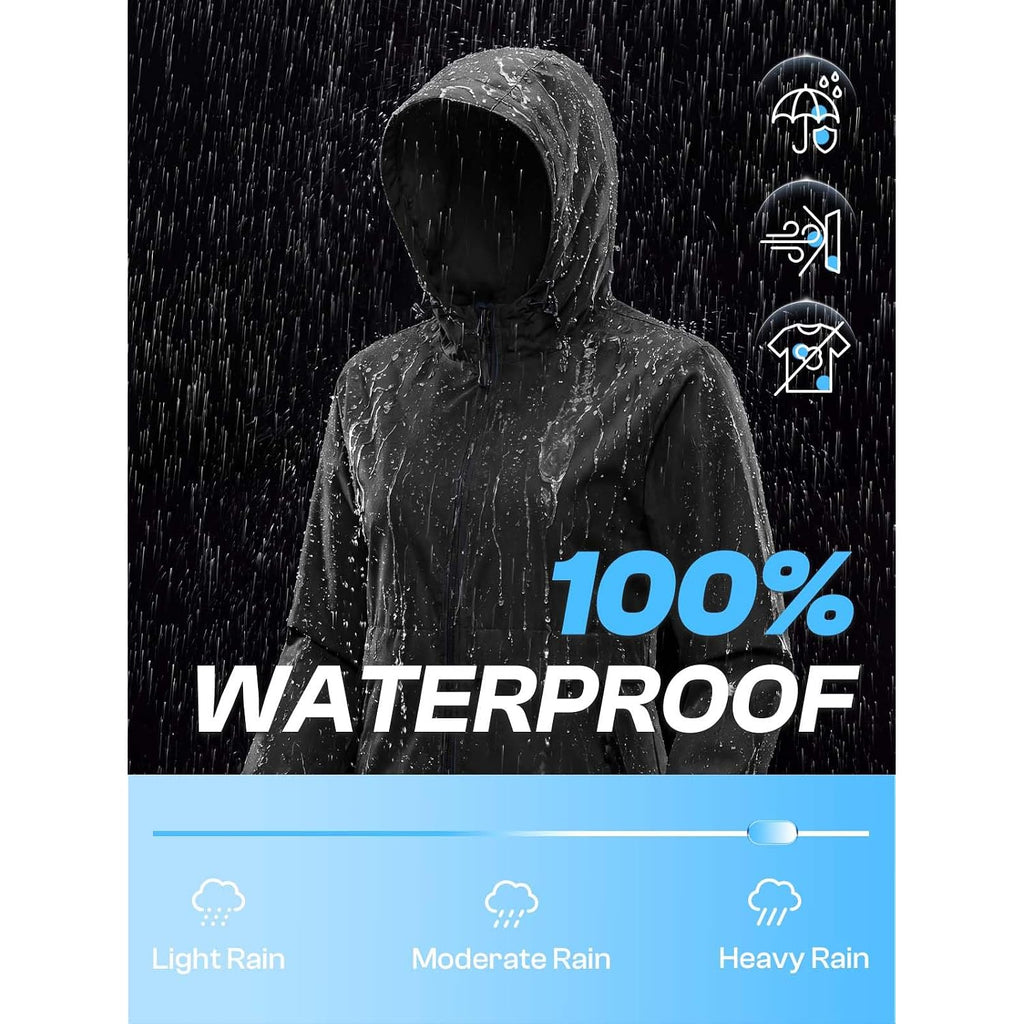Saphirose Lightweight Rain Jacket Women Waterproof Raincoat Packable | Raincoat, Rain Coat, Windbreaker, Zip Pockets, Drawstring Hem, Hiking, Camping, Travel, Ultra-Portable