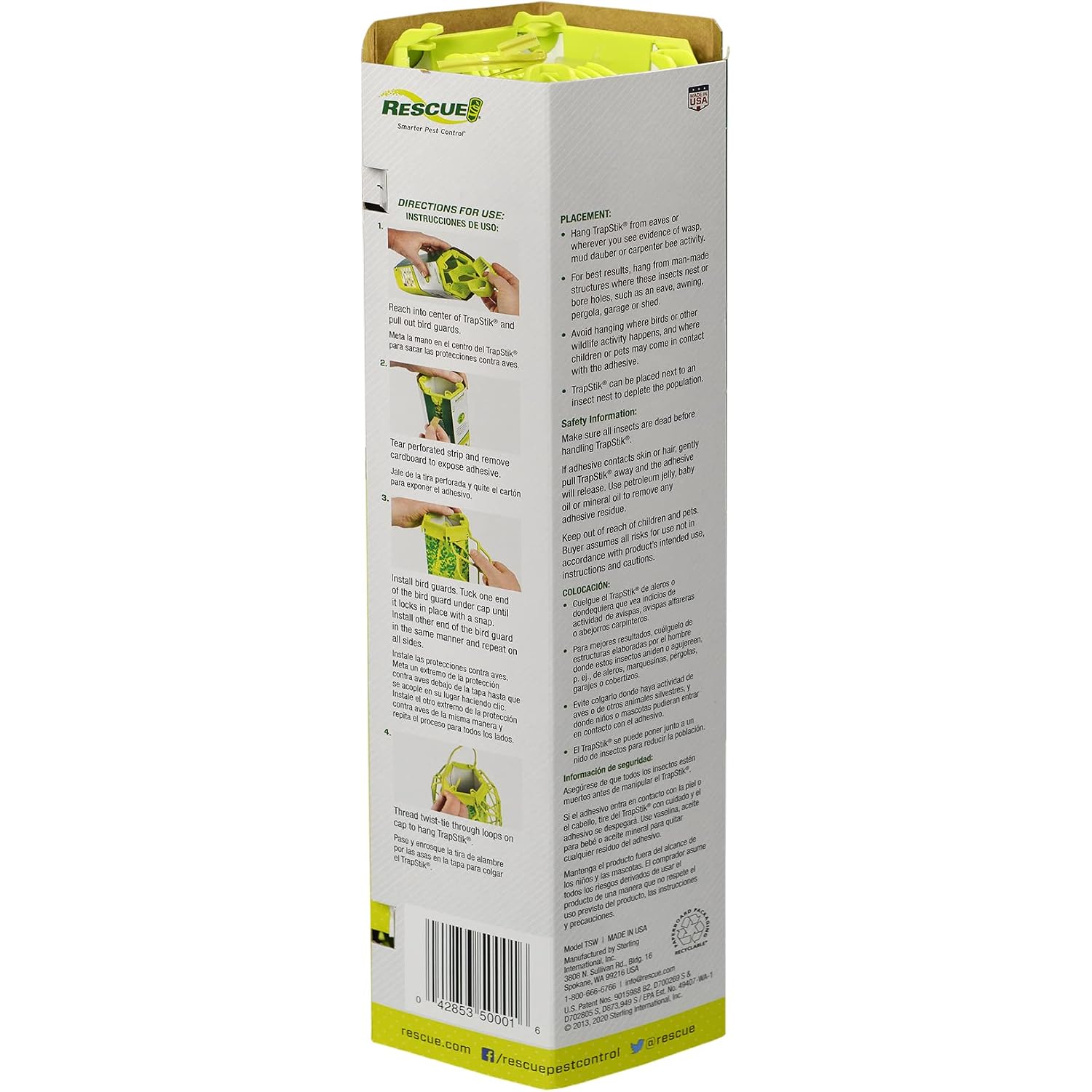 Rescue! Visilure® Trapstik For Wasps, Mud Daubers, Carpenter Bees – 2 Pack