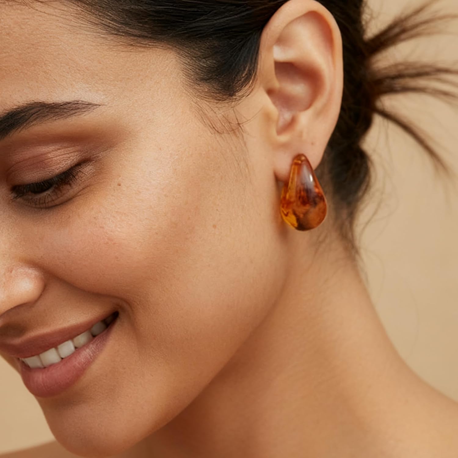 Chunky Gold Hoop Earrings for Women: 9 Pairs 14k Gold-Plated Resin Hoop Earrings, Thick Open Twisted Huggie Hoops Fashion Jewelry Gifts
