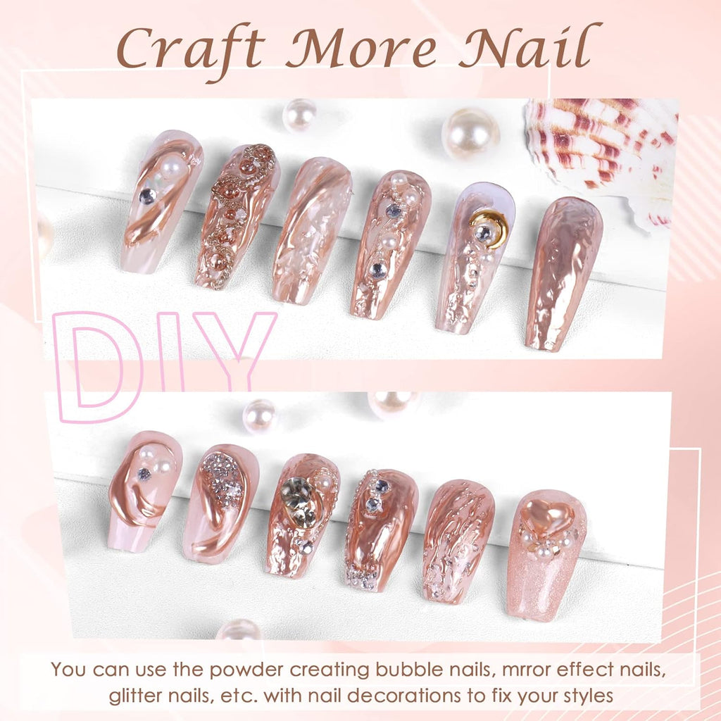 Laza Chrome Nail Powder Mirror Effect Metallic Dust Holographic Glitter Glazed Manicure Decoration Reflective Pigment for DIY Gel Polish Nail Art, Resin Craft, Gifts - Rose Gold