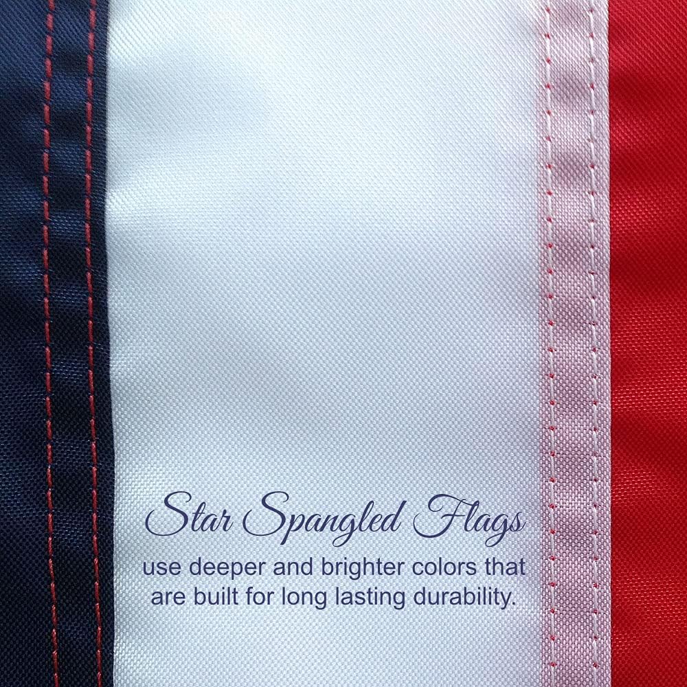 American Flag Made In Usa 100% | 3X5 American Flags For Outside | Us Flag 3X5 Heavy Duty Outdoor Nylon Featuring Embroidered Stars And Sewn Stripes Plus Extra Quadruple Stitching On Fly End
