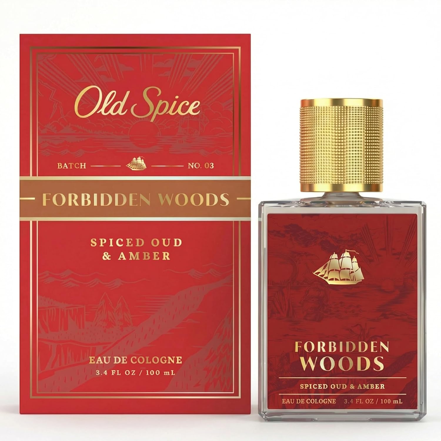 Old Spice Signature Cologne for Men, Forbidden Woods Premium Scent with Notes of Spiced Oud + Amber, 3.4 fl oz