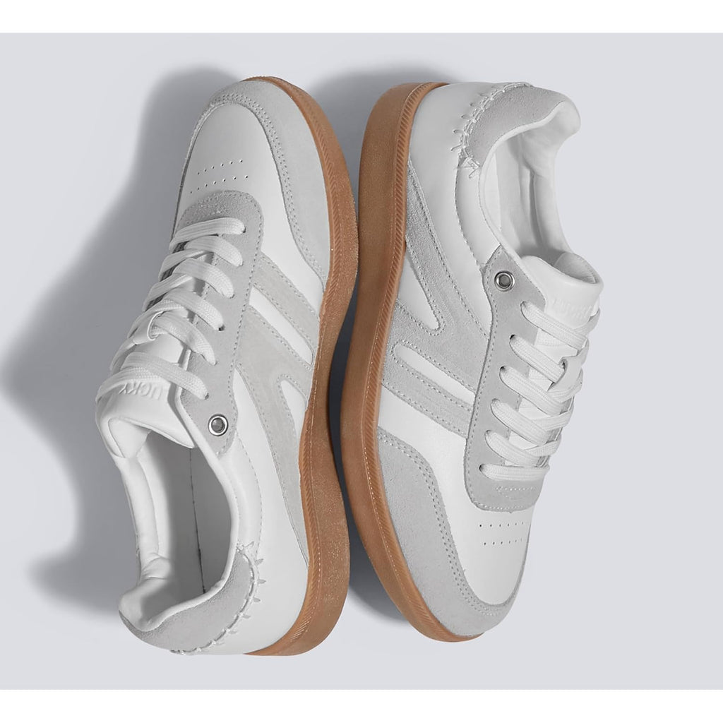 LUCKY STEP Women Classic Retro Gum Sole Fashion Sneakers Casual Tennis Skate Shoe Genuine Leather Walking Footwear Anti Slip Trainers