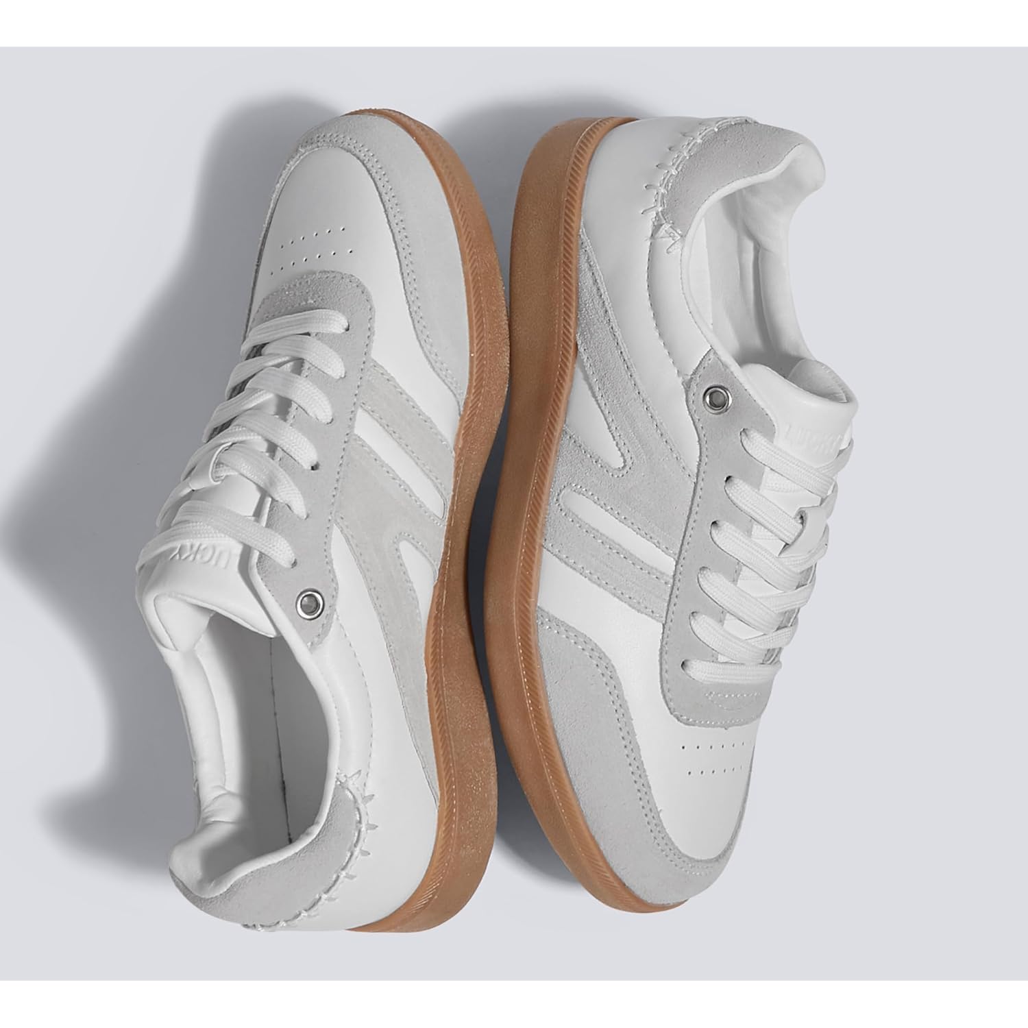 LUCKY STEP Women Classic Retro Gum Sole Fashion Sneakers Casual Tennis Skate Shoe Genuine Leather Walking Footwear Anti Slip Trainers