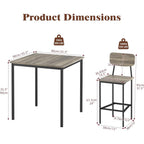 Kitchen Table And Chairs Of 4, 5 Piece Dining Table Set, Sturdy Industrial Space Saving Dinette Set For Pub, Family Dinners, Apartment, Gray
