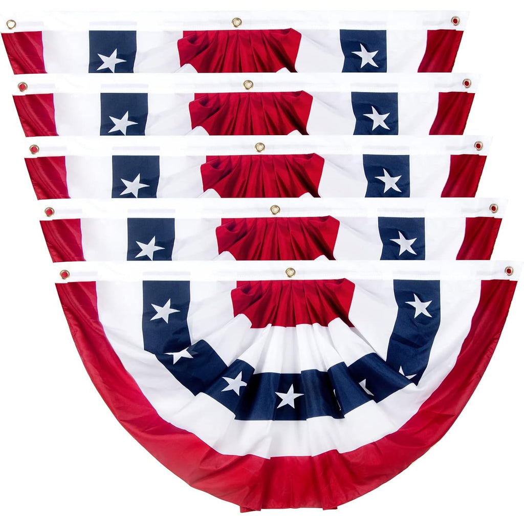 2X4 Ft American Pleated Fan Flag, Patriotic Half Fan Bunting Flag, Indoor Outdoor For Red White Blue Usa 250Th Anniversary 4Th Of July Decoration Patriotic Decor Memorial Day (Set Of 5)