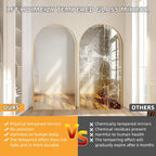 Lft Huimei2Y Arched Full Length Mirror, 76.4"X37" Oversize Full Body Floor Tempered Mirror With Aluminum Alloy Frame For Living Room, Bedroom, Gym, Gold