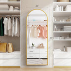 Mirror Full Length, 71 X 26 Inches Floor Mirror With Stand, Xx-Large Arch Gold Mirrors For Bedroom, Dressing Room, Home Decor, Gold