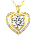 Heart Pendant Gold Necklace for Women Moissanite Lab-Created Gem I Love You Wedding Anniversary Birthday Christmas Valentine Engagements Mothers Day Jewelry for Wife Her Girlfriend Mom Daughter